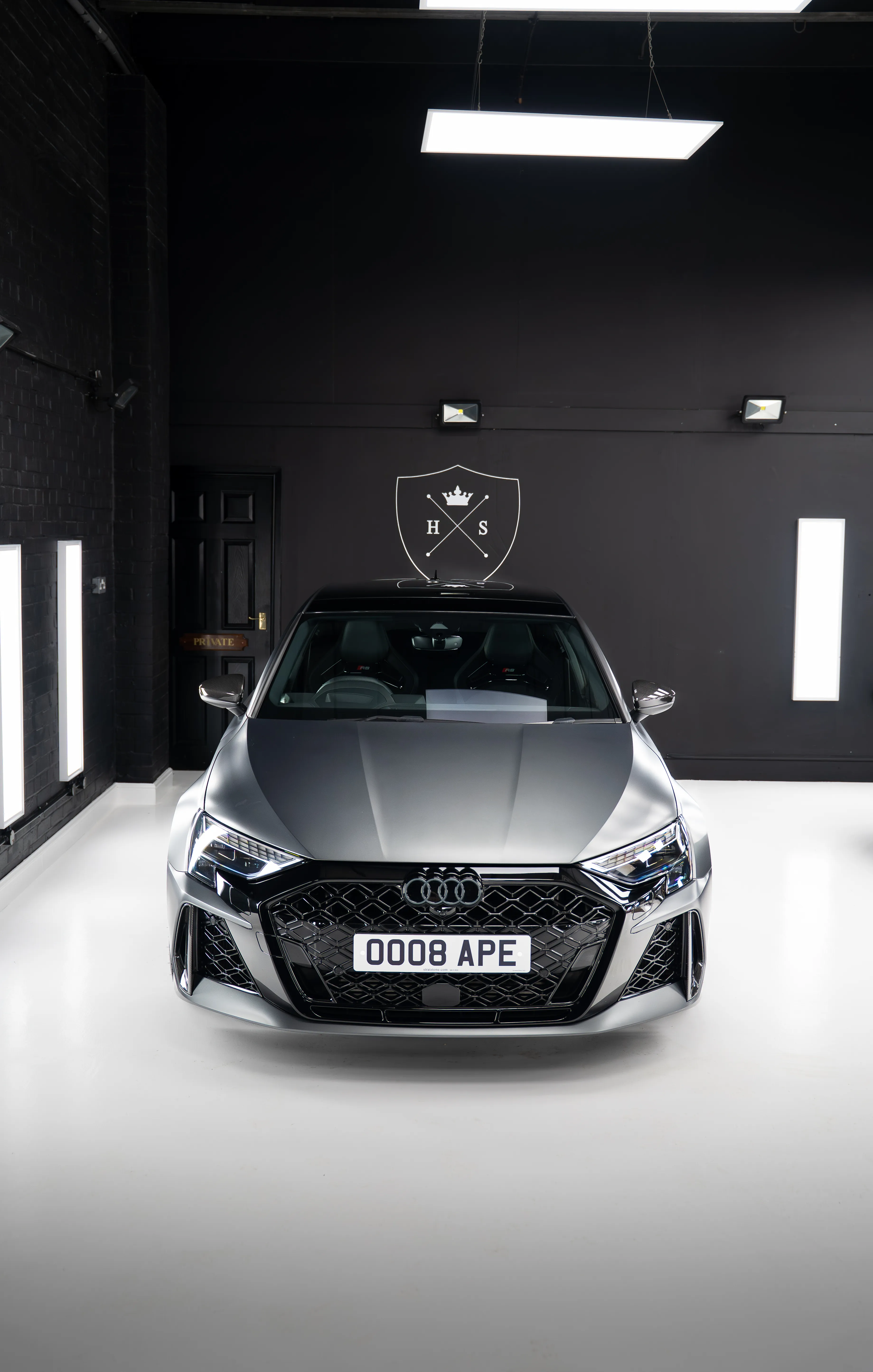 Audi RS3 Carbon Black, Satin PPF · Ceramic · Spacers